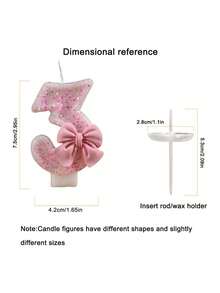 Velas com números da série Cute Pink Bow de 0 a 9, velas para decoração de bolo de aniversário, artigos para festas com atmosfera, adequadas para festas de aniversário, festas de revelação de gênero, festas de inauguração, festas de casamento, festas monocromáticas, noite das mulheres, festas temáticas, itens essenciais para 1º a 100º aniversário