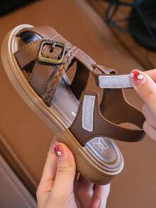 1 Pair Korean Style Fashion Kids Hook And Loop Soft Bottom Anti-Slip Sandals