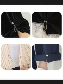 2 pezzi di fermagli magnetici regolabili di colore nero opaco per pantaloni e polsi, realizzati in lega resistente, con catena rimovibile, adatti per sciarpe, scialli, fasce per capelli, pantaloni e magliette, ferma-orlo regolabile per magliette, accessori di moda multiuso per stringere indumenti e cinture