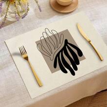 1pc/4pcs/6pcs Daily Use Decorative Placemats, Black And White Geometric Linen Placemats, Dirt-Resistant Placemats, Suitable For Home, Restaurant And Cafe, Dining Table Decor, Home Goods
