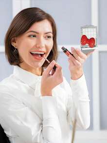 Espejo plegable cuadrado de dos caras con lazo bonito, espejo portátil de maquillaje con rhinestones para bolso, regalo pequeño de espejo de princesa para bolso, viaje y maquillaje - Multicolor - Ver 7