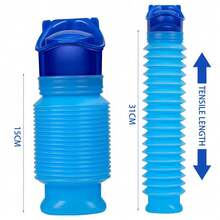 1 pieza Botella de orina portátil y plegable, con capacidad de 750ml, apta para hombres, mujeres y niños, para camping al aire libre, viajes, atascos de tráfico - Negro - Ver 3