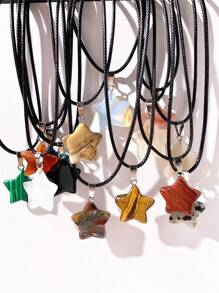 1 pieza Collar de cordón con colgante de cruz de piedra natural, simple y de moda, adecuado para uso diario