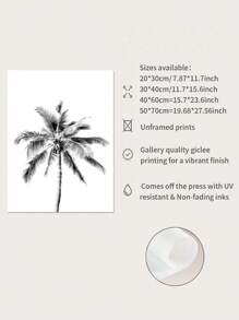 1pc Room Decor Minimalist Palm Tree Canvas Print, Frameless Wall Art, Modern Decorative Painting For Home, Office, Cafe, Living Room, Bedroom, Ideal Festival Gift