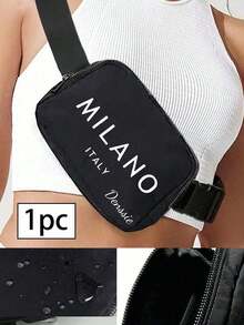 1pc Milano Italy Pattern Mini Crossbody Bag, Adjustable Strap Italia Print Waist Pack, Nylon Small Sports And Fitness Waterproof Storage Multi Functional Cross Body Chest Pouch Bag - Multicolor - View 5