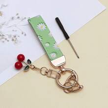[1pc Fashion Car Key Chain] 1pc Fashion Painted Wrist Strap Key Chain, Classic PU Leather Keychain With Elegant Pendant, Fashionable Car Keyring Keychain Unisex (With Screwdriver Included) - Multicolor - View 4