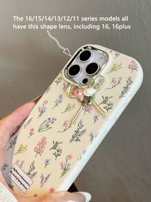 1 pieza Funda de teléfono con lazo floral DIY, compatible con iPhone 16 Pro MAX/15 Plus/14/13/12/11 Series, con características de absorción de impactos, antideslizante, ligera, diseño de moda, funda protectora suave con cojín de aire de alta calidad, unisex, regalo perfecto para ti, novia, mejor amiga, familia, resistente al agua, anti-caída, anti-arañazos - Concha + Arco - Ver 11