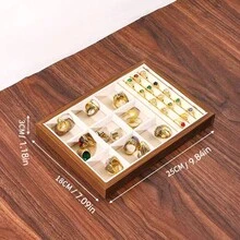 Khay trưng bày trang sức khuyên tai và nhẫn màu gỗ mun, hộp đựng trang sức đính hạt, quà tặng cho phụ nữ và bé gái nhân dịp tựu trường. - Nhiều màu - Xem 11