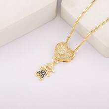 1 pezzo Collana con ciondolo in rame placcato oro 18 carati con zirconi colorati, gioiello di lusso come regalo per le donne, per San Valentino