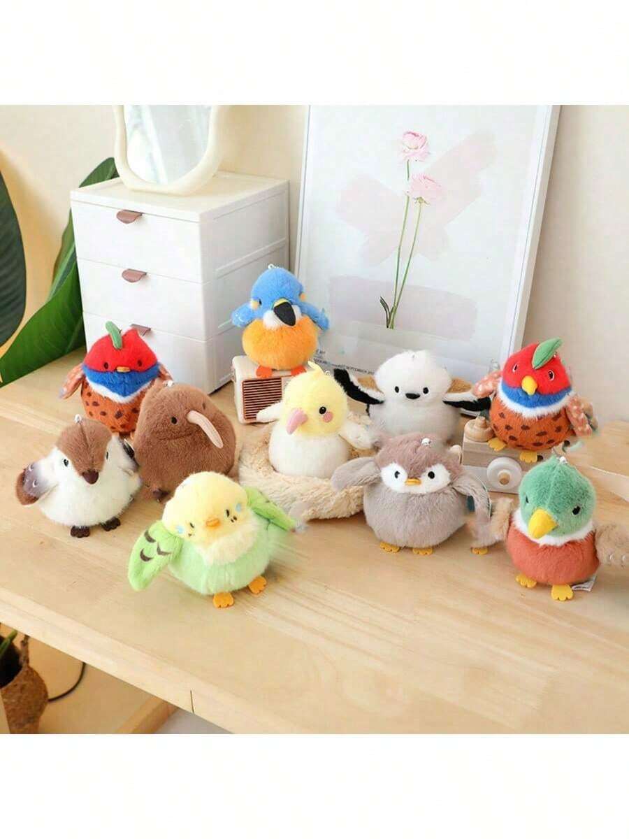 1pc Cute Realistic Small Bird & Bird Nest Plush Doll, Penguin Parrot Sparrow Doll, Home Office Decor, Kids Sleeping Companion, Birthday Gift - 彩色 - 查看 1