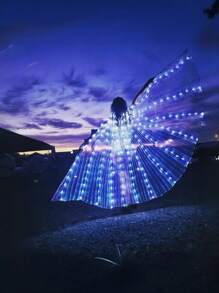 Elegant Exquisite Fairy LED Wings Cape Props, Wings Decoration Dance Photography Dress Up, Halloween Christmas Cosplay Costume Props, Birthday Party Outdoor Decoration Stage Performance Accessories, Adult Christmas Gifts (Without Batteries)