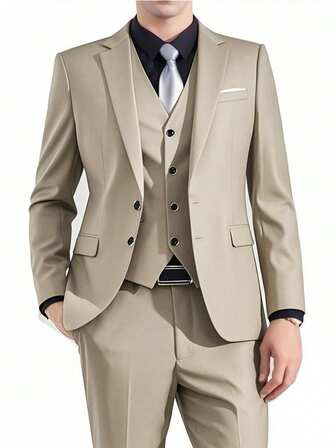 Plusstorlek herrkostym i 3 delar för bröllop, inkluderar vinröd kavaj, byxor och väst, smal passform, lyxig formell klädsel för brudgummen, höstbröllopsfest