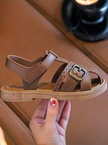 1 Pair Korean Style Fashion Kids Hook And Loop Soft Bottom Anti-Slip Sandals
