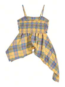 Retro Checkered Camisole, Dopamine Vibes, Sweet & Spicy Asymmetrical Crop Top, Summer
