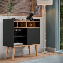 Sideboard Buffet Wine Cellar Florence 1 Door Retro Feet - màu đen - Xem 2