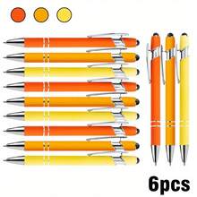 6/24pcs Gorgeous & Elegant Metal Ball Pens, Smooth Touchscreen Writing, Student/Office Supplies, Holiday Gift, Back To School Season, Black Ink - Multicolor - View 18