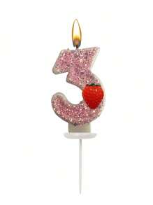 Velas numéricas criativas com tema de morango de 0 a 9, decoração com glitter misto, velas para bolo de aniversário, artigos para festas com atmosfera, adequadas para festas de aniversário, festa de revelação de gênero, festa de inauguração, festa de casamento, festa monocromática, noite das mulheres, festa temática de morango, itens essenciais para 1º a 100º aniversário