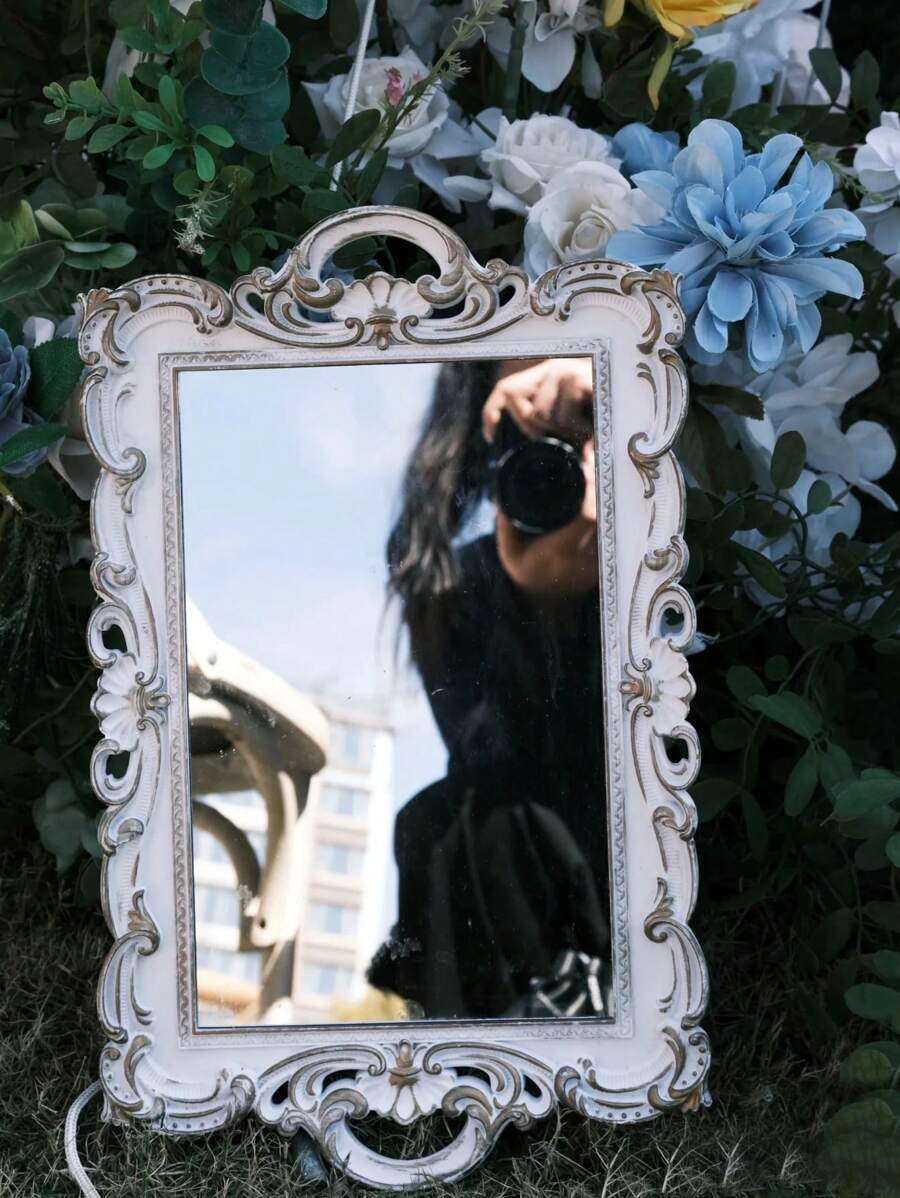 1 pieza Bandeja decorativa de estilo vintage desgastado, tipo Ins, bandeja de plástico para postres, bandeja de espejo, bandeja de tocador, bandeja de decoración real, accesorio para bodas, accesorio de fotografía, organizador de joyas, bandeja DIY hecha a mano para velas y perfumes, bandeja de exhibición de floristería, decoración del hogar (pintura desgastada, efecto de graffiti aleatorio) para organizador de almacenamiento de mujeres, artículos esenciales de viaje, regreso a la escuela, almacenamiento de dormitorio, decoración de otoño