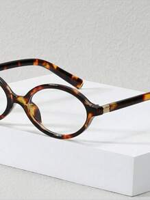1 Stück Damen Elliptische kleine Rahmen personalisierte Street Snap konkave Form klare Brille Brille Zubehör Blaulichtfilterbrille Zubehör für Frauen