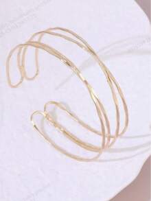 极简主义小众韩风女士手链，多层几何线条设计，优雅手链 - 金9 - 查看 2