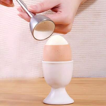 1pc Stainless Steel Egg Cracker With Egg Cup, Egg Top Opener - Easily Crack And Remove Soft Boiled Egg Tops, Ideal Kitchen Tool