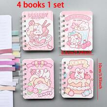 4 Notes 1 Set Creative Cute Rollover Coil Book Student Cartoon A7 Small Book Mini Pocket Notepad Each Book 80 Lines Inside 4 Copies - Multicolor - View 13