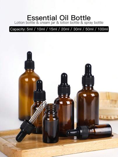 زجاجة زيت أساسي سعة 1 قطعة 5مل/10مل/15مل/20مل/30مل/50مل/100مل، حاوية سفر لمستحضرات العناية بالبشرة، مناسبة للمستحضرات التجميلية والعناية بالبشرة والعطور، زجاجة تعبئة مستحضرات تجميل/عناية بالبشرة صغيرة، زجاجة زيت أساسي زجاجية فارغة مع قطارة، قابلة لإعادة الاستخدام، مع قطارة زجاجية، اكسسوارات السفر - مصنوعة من زجاج بوروسيليكات ديكور الحمام ديكور الخريف عودة إلى المدرسة