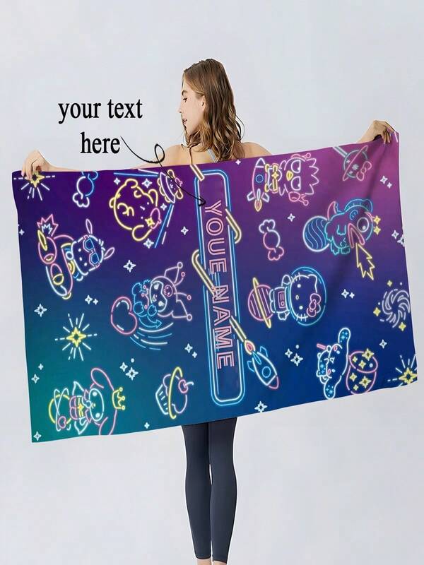 Sanrio 1 pezzo Asciugamano da bagno ufficialmente concesso in licenza a tema Hello Kitty di Sanrio, personalizzabile con nome, realizzato in morbida e assorbente microfibra, ad asciugatura rapida, ideale per bagno, piscina, spiaggia, decorazione casa e cucina, articoli essenziali da spiaggia moderni, asciugamani da doccia per la scuola, salone di bellezza, hotel, sport, articoli per la casa