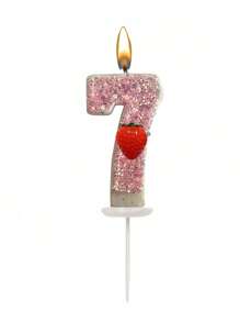 Velas numéricas criativas com tema de morango de 0 a 9, decoração com glitter misto, velas para bolo de aniversário, artigos para festas com atmosfera, adequadas para festas de aniversário, festa de revelação de gênero, festa de inauguração, festa de casamento, festa monocromática, noite das mulheres, festa temática de morango, itens essenciais para 1º a 100º aniversário
