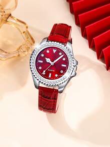 Ladies Watch Set Of 4 Women's Fashion Luxurious Quartz Watch And Necklace & Earrings Set Suitable For Women Party,Holiday,Birthday Wear Or As Sisters,The Best Gift For A Lady(No Box)