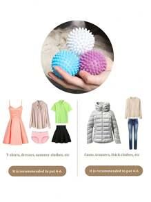 6 pezzi di palline riutilizzabili per il bucato, palline per lavatrice, palline per asciugatrice, palline ammorbidenti per tessuti, rimuovi-peli per animali domestici, rimozione della lanugine dai vestiti - per migliorare l'esperienza di lavaggio, ridurre le pieghe, (blu, bianco, viola), articoli per la pulizia, accessori per la casa