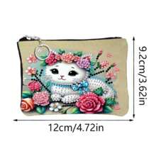 1 Set DIY Diamond Painting Kit For Mini Fashion Coin Purse, Cute Elephant/Butterfly/Cat/Peacock Designs, Women's Short Zipper Wallet With Keychain, Card Holder. Features Irregularly Shaped Crystal Mosaic Art For Daily Travel Carry-On Pouch.