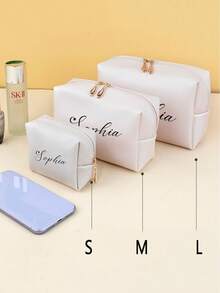 1 pezzo Borsa cosmetica personalizzata, Pochette da donna, Borsa piccola in pelle con nome personalizzato e grande capacità, Adatta per viaggi, casa, lavoro, studio, Borsa da toilette portatile di grandi/medie/piccole dimensioni, Organizer per rossetti, assorbenti, cavi, Regalo perfetto per anniversario, San Valentino, compleanno, Ideale per mamma, fidanzata, sorella, compagna di classe, Adatta per tutte le donne, Design elegante