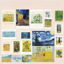 Twenty Fanatical Symphony Cards, Retro Magazine-Style Background Decorative Wall Stickers, INS-Style Postcards, DIY Message Cards, With Dot Stickers As A Bonus. School Supplies, Back To School - D-oil Painting Traces - View 1