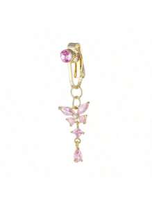 1Pc Fake Belly Ring Butterfly Not Real Piercing Clip On The Navel For Woman Gift