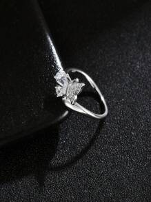 1pc Fashionable Cubic Zirconia S925 Sterling Silver Ethereal Wing Series Romantic Butterfly Women's Open Ring, Mother's Day Gift
