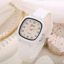 1 pieza Reloj de pulsera de cuarzo con correa de silicona colorida, de moda y sencilla, para mujer/estudiante