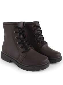 Women's Children's Combat Boot Tractor Short Shaft Girl La Requinte - 咖啡棕 - 查看 3