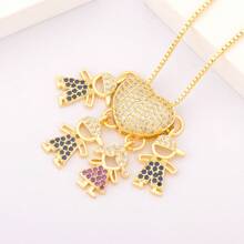 1 pezzo Collana con ciondolo in rame placcato oro 18 carati con zirconi colorati, gioiello di lusso come regalo per le donne, per San Valentino