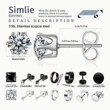 12pcs/Set Men's Punk Style Stainless Steel Earring Studs Set, Creative & Fashion Jewelry Ear Piercings For Men