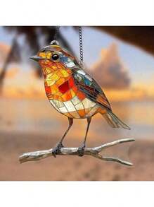1pc Robin Suncatcher (8inX 8in), Acrylic Signage, Scene Decor, Wall Decor, Great For Kitchen, Farmhouse Decor, Garden, Country Home, Perfect Gift For Animal & Bird Lovers, Unique Gift/Garden/Garden Decor/Wedding/Holiday Essentials/Bedroom Decor/Home Decor