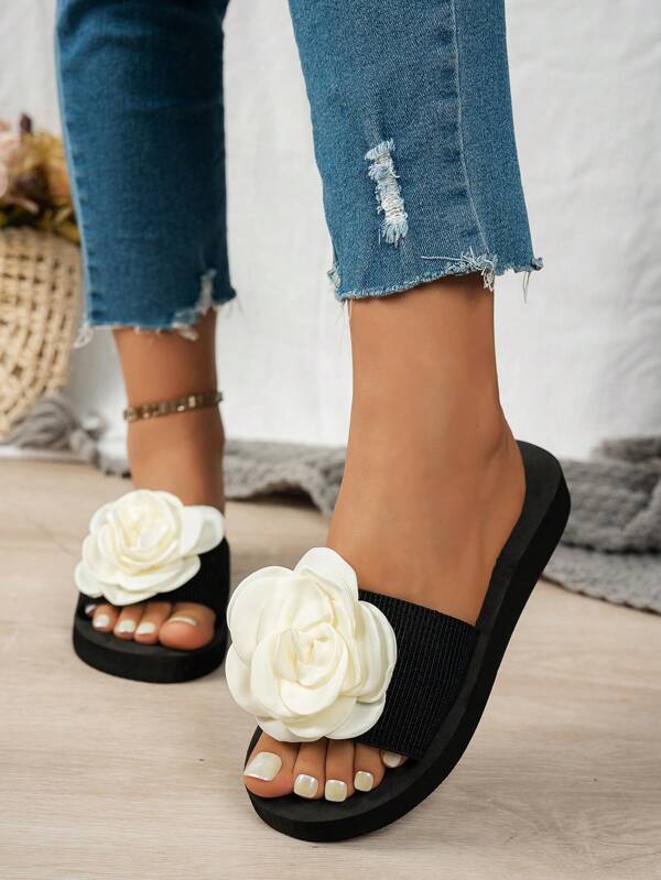 Sandalias deslizantes con decoración de moño para mujer, sandalias planas ligeras para la playa, sandalias planas antideslizantes para vacaciones, sandalias deslizantes ligeras, pantuflas casuales, calzado de mujer
