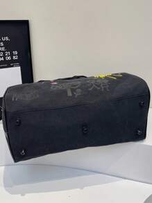 Thickened Canvas Cartoon Graffiti With Childlike Patterns, Wear-Resistant, Multi-Level, Large Capacity, Ultra Light, Foldable, Multifunctional, Zippered Shoulder Crossbody Handbag, Travel Bag, Luggage Bag Bag For School School Accessories School Stuff