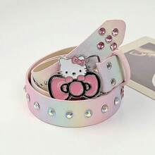 Sanrio Sanrio 1pc Cute KT Cat Sweet Cool Hot Girl Y2k Head Belt Cartoon Subculture Dot Diamond Belt Girl Cowboy Accessory Belt (Style Randomly Sent)