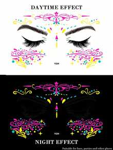 Sticker Pack: 5/3/1pc Essential For Fashion Leader! Neon Headpiece Decorative Stickers, Perfect For Music Festivals, Costume Parties, Graduation/Back To School Parties, Your Exclusive Nightclub Look, Express Your Personalized And Let Your Beauty Shine At Night! - MultiWarna - View 8