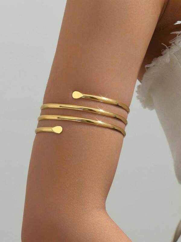 1pc New Fashion Flattened Ends Elegant & Versatile Arm Cuff Bracelet