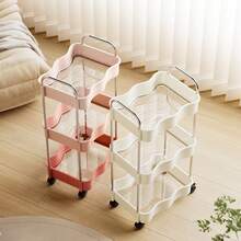 1pc Movable Multi-Tier Storage Rack Trolley With Wheels, For Bedroom, Kitchen, Living Room, Snack Organizer - Multicolor - View 4