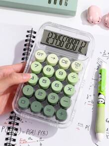 1 Pc Gradient Dopamine Calculator Round Mechanical Keyboard, 12-Digit Large Screen Suitable For Finance & Accounting Students Office Use, Ins Girly Design, High-End Color, Good Value (Random New/Old Version Shipping),School Supplies,Back To School