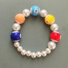 Collar de perlas único con números y letras de billar de colores exagerados, estilo bohemio y hip hop, para mujeres y niñas, cuentas de color aleatorio