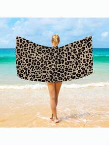 1pc Leopard Pattern Beach Towel, Extra Large & Ultra-Soft Microfiber Quick Dry Beach Towel, Lightweight And Suitable For Travel, Swimming, Camping Beach Essentials - Multicolor - View 8